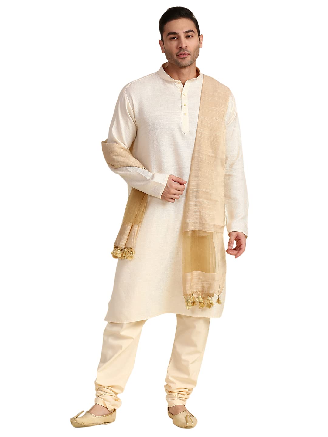 Men's Dull Gold Linen Dupatta for Kurta/Sherwani/Achkan
