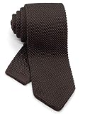 WANDM Men's Pointed Knit Tie Necktie Width 2.75 inches Washable Solid Color Dark Brown