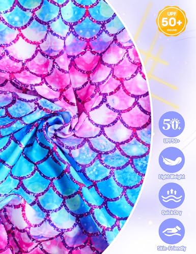 Image of Girls Long Sleeve Swimsuit Zipper Rash Guard Bathing Suit Swimwear with UPF 50+ Sun Protection for Toddler Kids