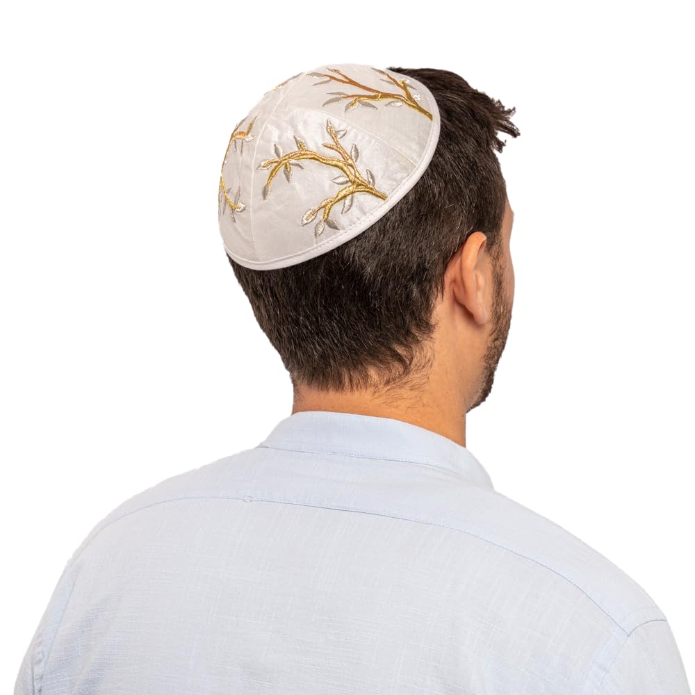 Emanuel Men's Gold Yair Kippah - Embroidered - Tree Of Life
