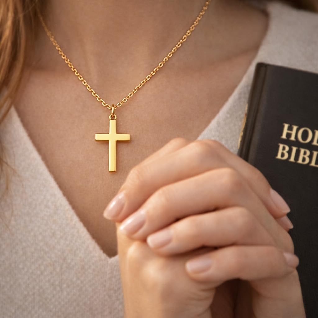 Moodear Cross Necklace for Women - Dainty 14K Gold Plated/Sterling Silver/Rose Gold Layered Cross Pendant Simple Cute Necklaces for Women Trendy Jewelry Gifts