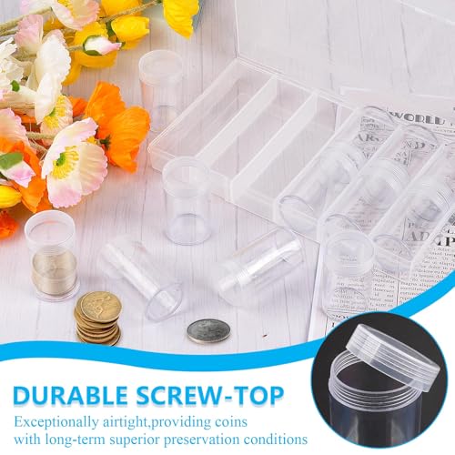 Tubos para monedas con tapa roscada, set de 48 piezas miniatura 4
