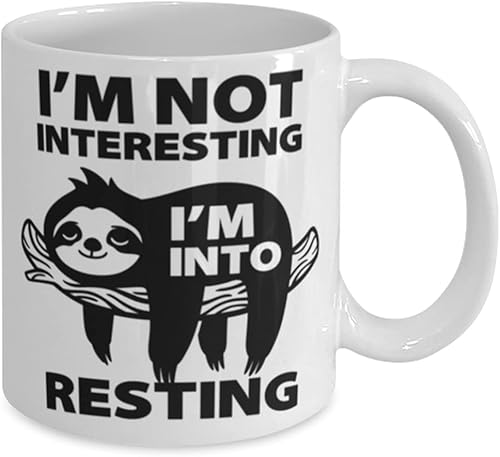 Miniatura 2 de Sloth Mug, Tired Mug, Introvert Mug, I'm Not Interesting I'm Into Resting, Funny Quote Mug