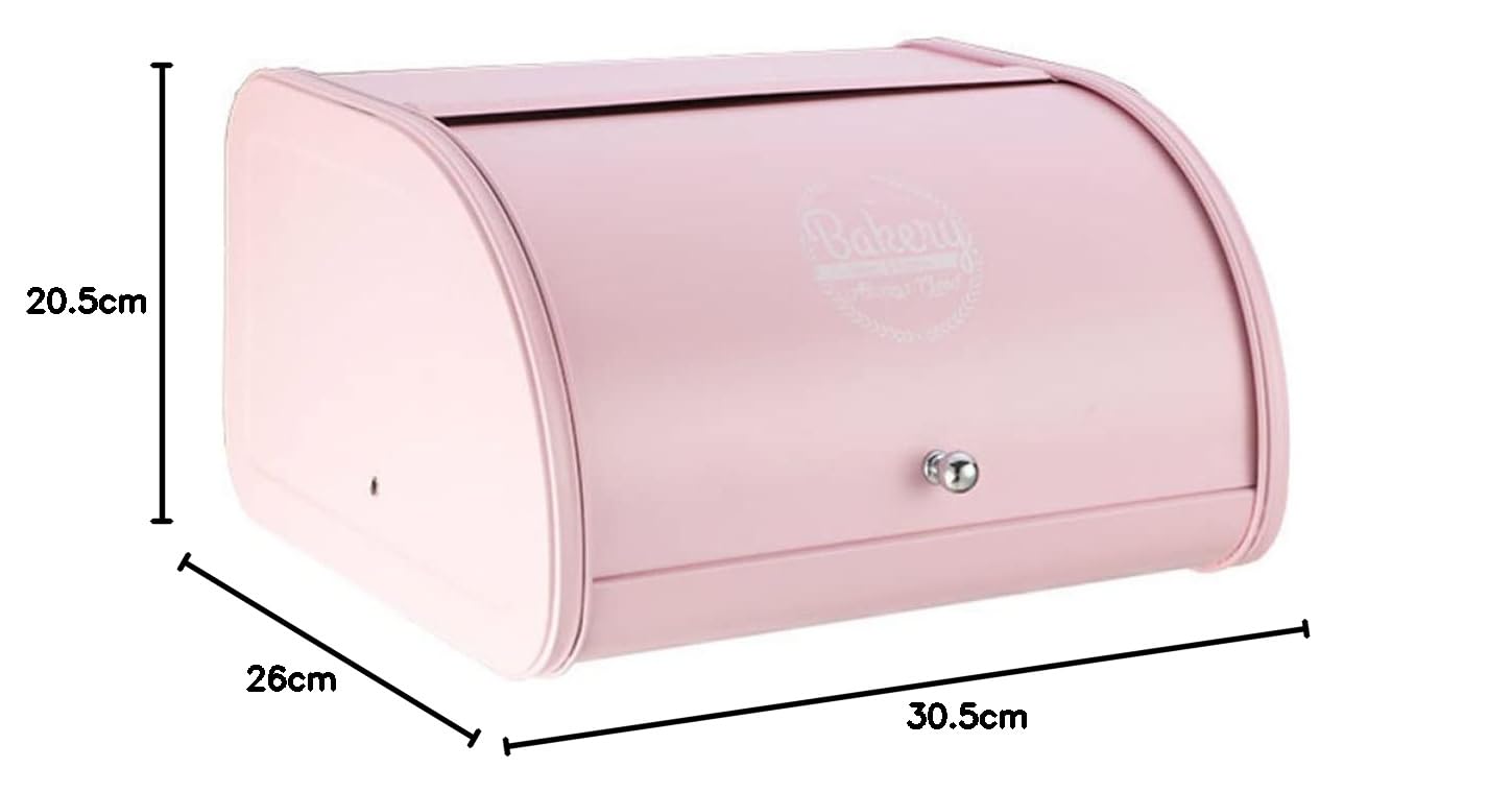 Pratico portapane in rosa con coperchio arrotolabile, per cucina e casa, antiruggine, buona ventilazione per il pane