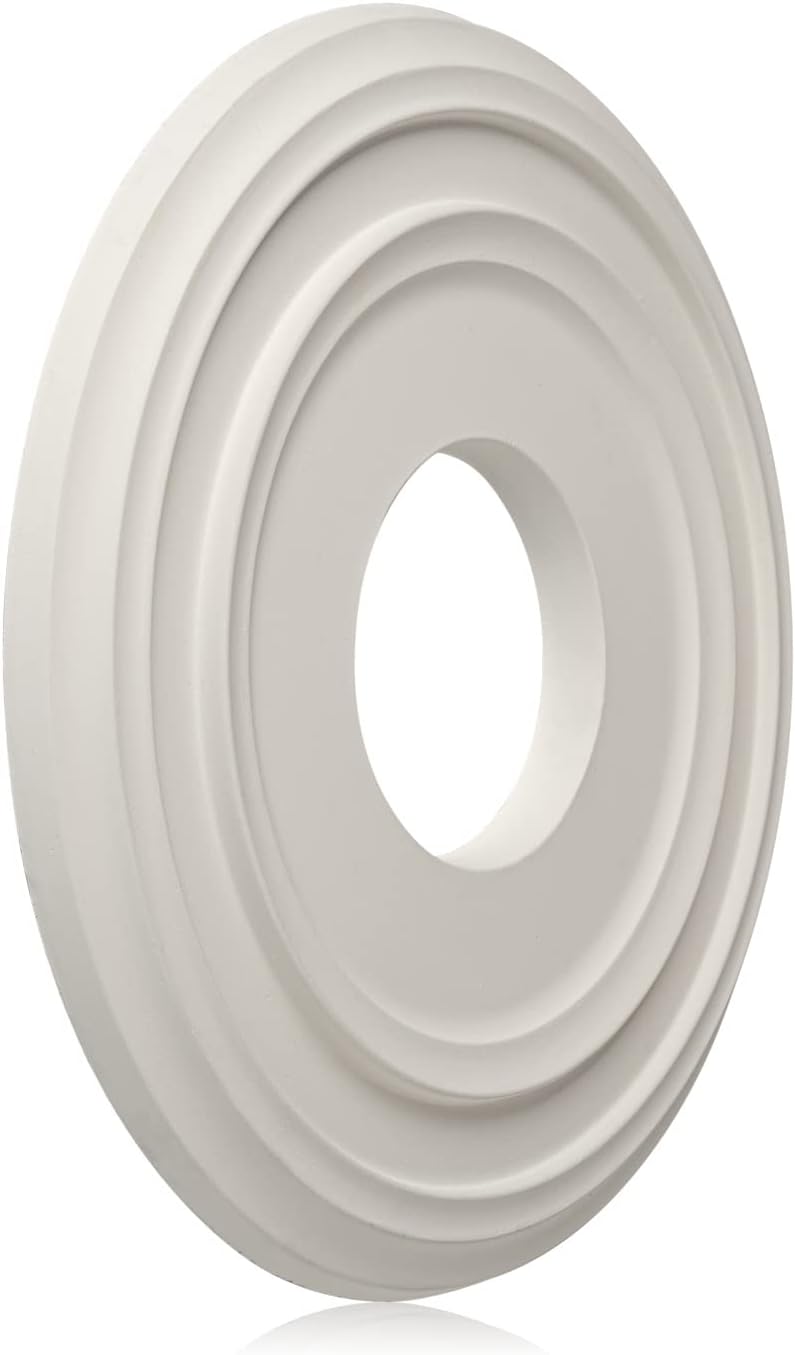 EIFHYT White PU Ceiling Medallions for Light Fixtures and Ceiling Fans, 12-2/8"OD x 4" ID x 1" P (Fits Canopies up to 7")