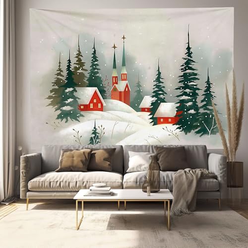 Tapisseries Noël en tissu suspendu pour décorer un mur sans encombrer la pièce