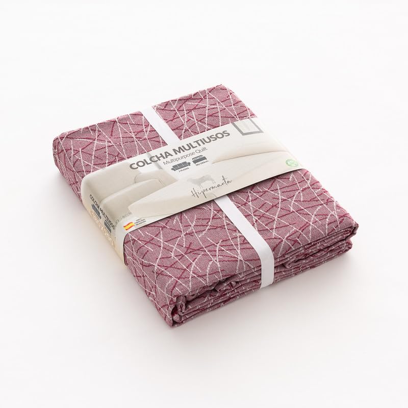 HIPERMANTA Colcha Foulard Multiusos Modelo Marble para sofá y para Cama. Tamaño 230x290 cm. Granate