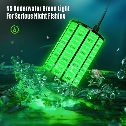 NS Green Underwater Fishing Light 120W 15,000LM, 110V AC & 12V DC Dual Power, LED Submersible Night Dock & Boat Light, Waterproof Saltwater Night Fish Kit for Crappie, Lake & Kayak by NS - Image 8