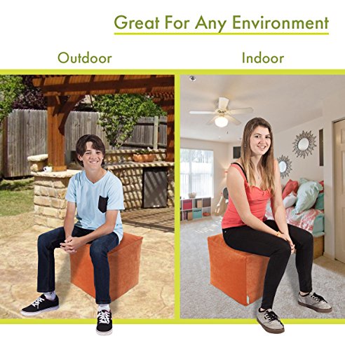 Majestic Home Goods Orange Villa Indoor Bean Bag Ottoman Pouf Cube 17" L X 17" W X 17" H #TOP2