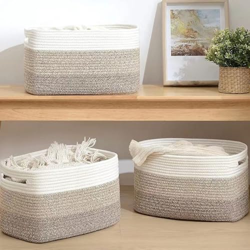 Panier de rangement maison multifonction en corde de coton souple - 4