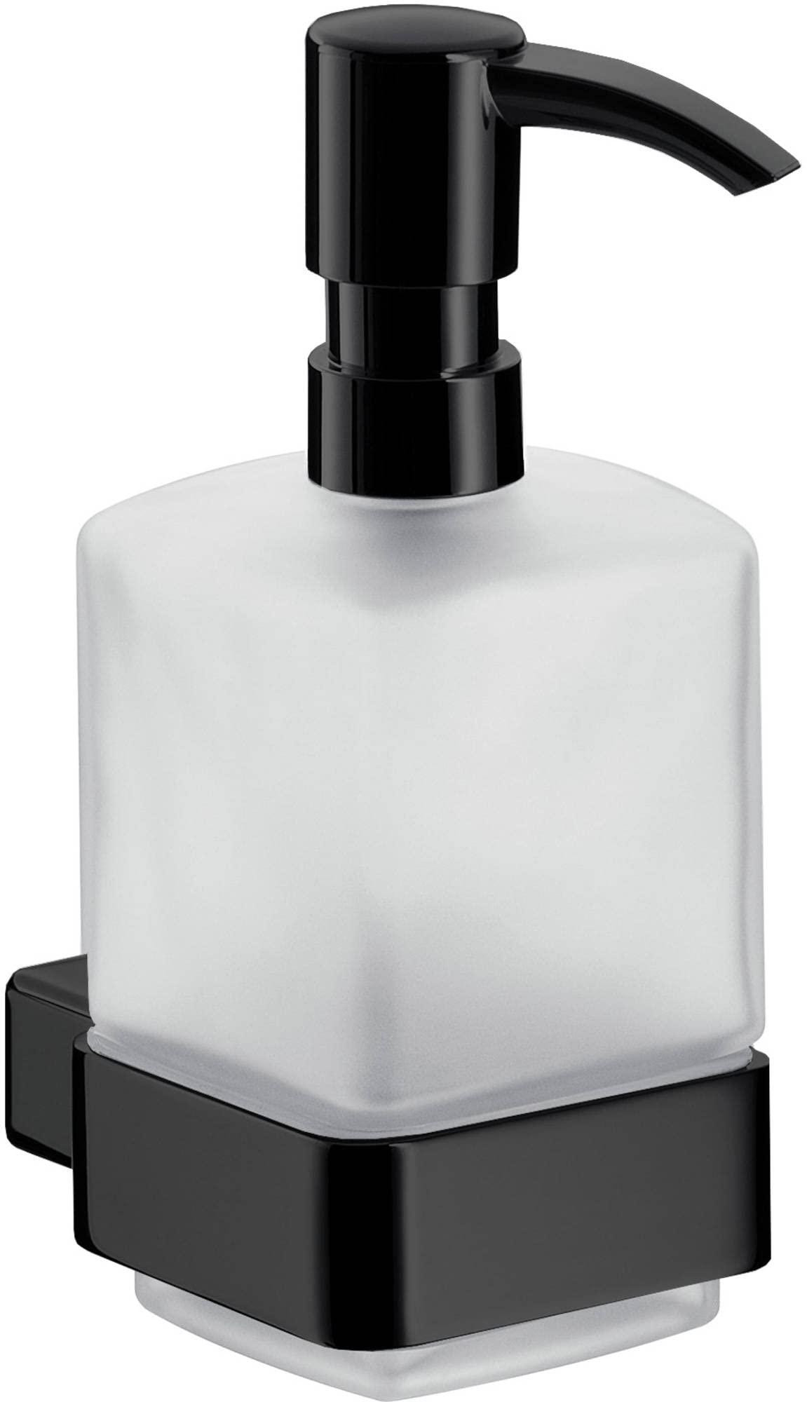 Emco Loft 52113301 Liquid Soap Dispenser (Container Crystal Glass Satined, Height 160 mm, Width 70 mm) Pump Head Plastic Black