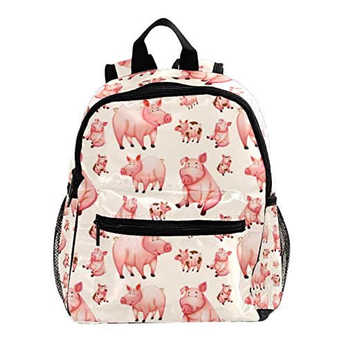 Sac à dos pour garçons et filles motif cochon rose de 30,5 cm multicolore