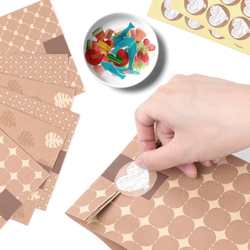Romon Gift Bags, 12 Pieces Gift Bags with 12 Stickers for Christmas Gift Bags, Candy Bags, Birthday Gift Bags, Wedding Bags, etc.