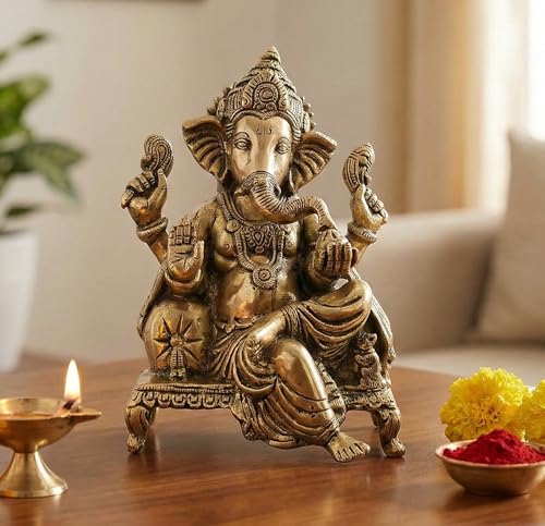 eSplanade Messing-Chowki Ganesha Ganpati Vinayak Showpiece | Murti Idol Statue...