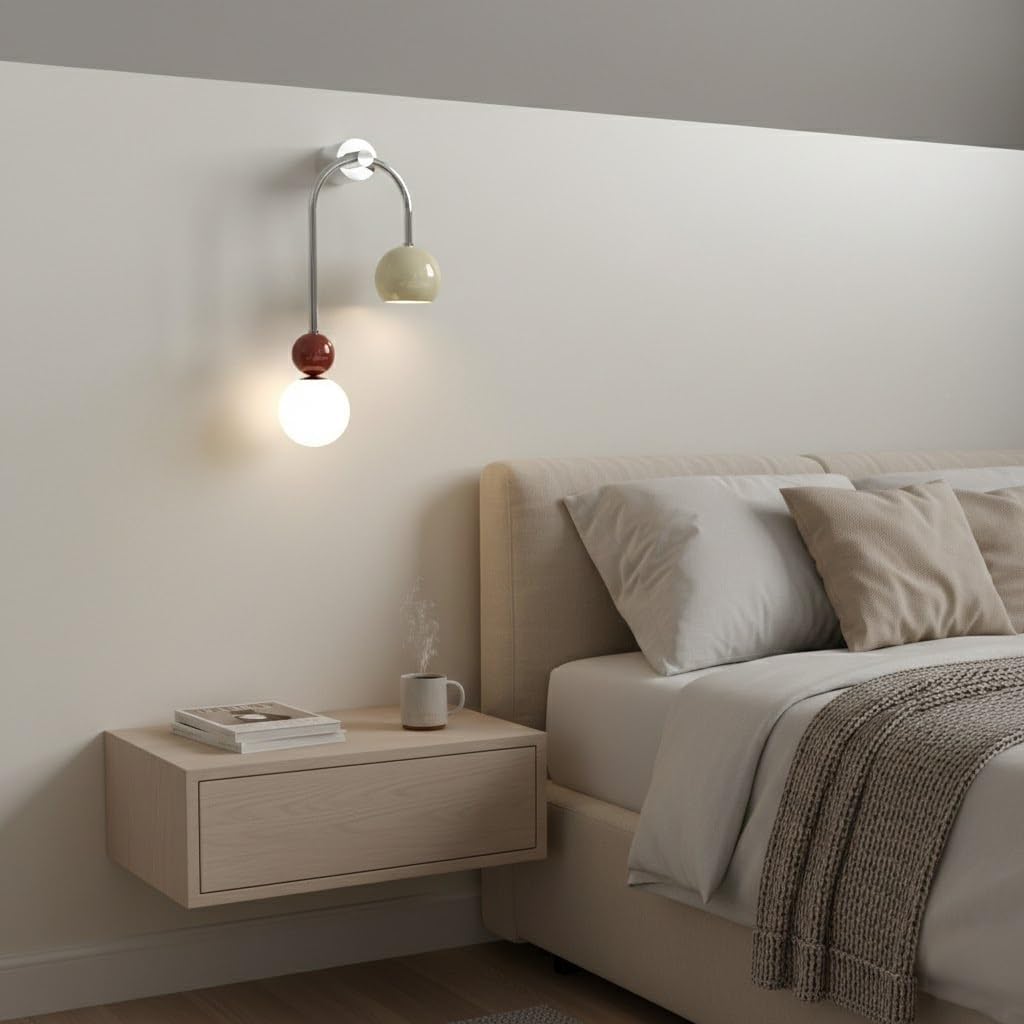 Wall Sconce, Cream Iron LED Wall Light, French Vintage Bedside Wall Lamp for Bedroom, Hallway, Living Room, Entryway, Nordic Fixture, Reading Corner, Apartment Loft, Corridor Parlor