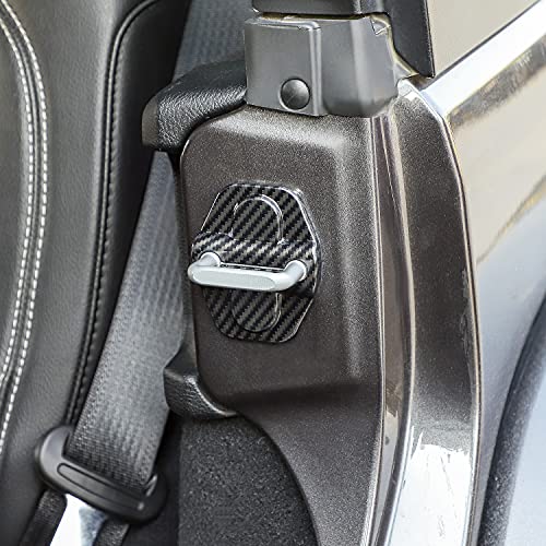 Voodonala For Jl Door Lock Cover Buckle Decor Trim For 2018-2021 Jeep Wrangler Jl Jlu, For Jeep Gladiator Jt 2020 2021, Abs Exterior Accessories, 6Pack(Carbon Fiber Black) #TOP1
