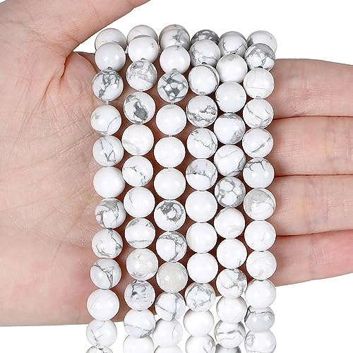 XIANNVXI 8mm Round Loose White Beads for Crafting Turquoise Crystal Beads for Jewelry Making for Bracelet Making 47Pcs