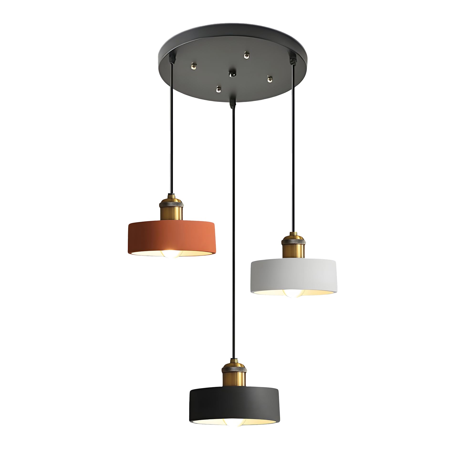 Lfsem Multicolor Industrial 3 Pendants Ceiling Light With Iron Lampshade, Vintage E27 ​​3 Lights -In-1 Round Suspension Ceiling Lamp​​ For Kitchen Island And Dining Table