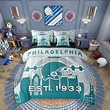 Erosebridal 7 Pcs Comforter Set King Size,Football Bed in a Bag with Flat Sheet and Fitted Sheet for Kids and Adults,Sports Fan Bedding Set with Pillowcases and Cushion Cases(Philadelphia)