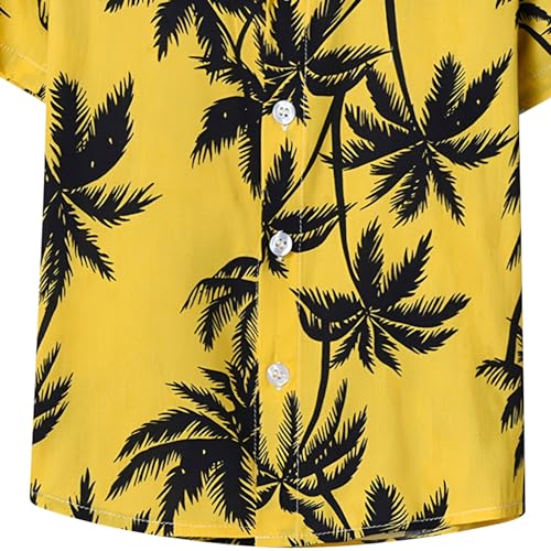 Boys Lapel Tropical Botanical Print Single Breasted Cardigan Beach Shirt Boys Clothes Size 84