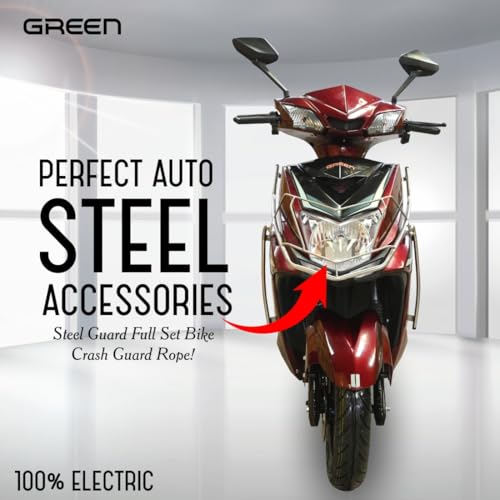 Image of Green Invicta Low Speed Electric Scooter with Steel Frame Non RTO 60KM Range Red with Portable Charger