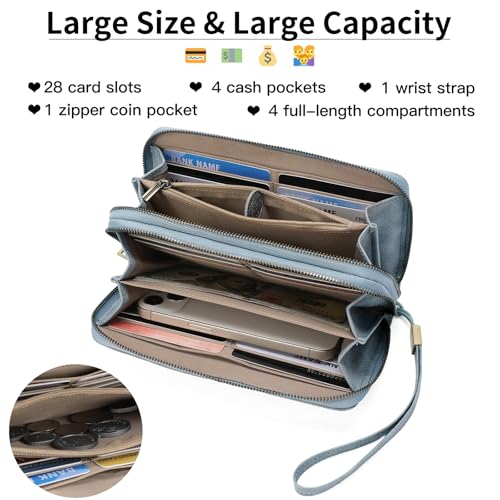 Image of FALAN MULE Wallets for Women Trifold Wristlet Wallets Large Capacity RFID Blocking Ladies Purse Credit Card Holder