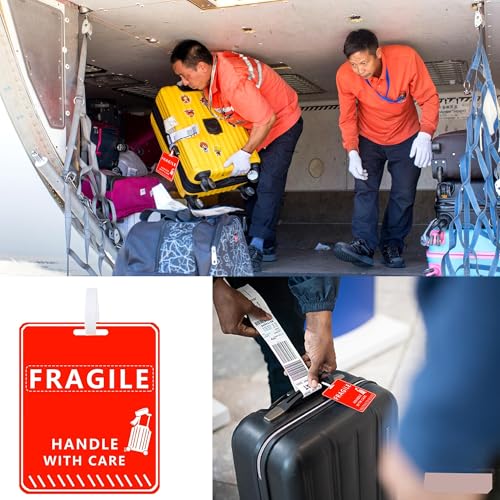 Fragile Luggage Tags 5 x 4 Inch Luggage Tags Travel Bag Tag - Handle with Care Tag for Suitcases Luggages or Travel Bags Women Men 2Pcs Fragile Tagss3