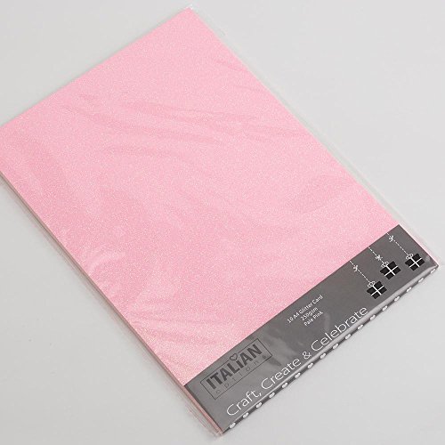 Italian Options Lot de 10 feuilles de papier cartonné pailleté 250 g/m², format A4, rose pâle