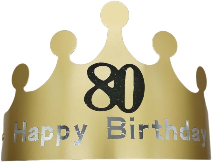 80th Birthday Hat Paper Crown Golden King Crowns Gold Foil Party Crown Hat Cap for Birthday Celebration Photo Propsfor 80th Birthday Anniversary