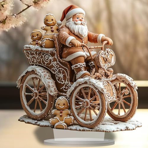 Estatuetas de Papai Noel, Escultura de Papai Noel, 2D Acrílico Desktop Santa Ornament Andando Quadri