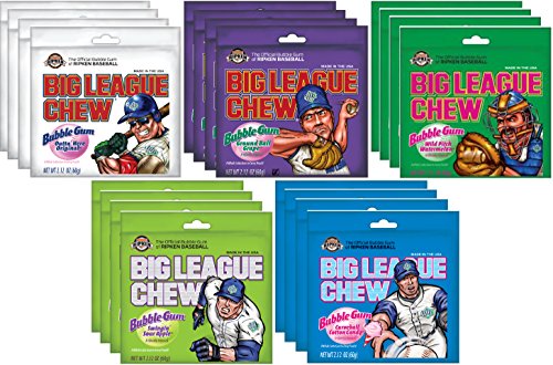 Big League Chew Bubble Gum Variety Pack 5 Flavors (Pack of 20)