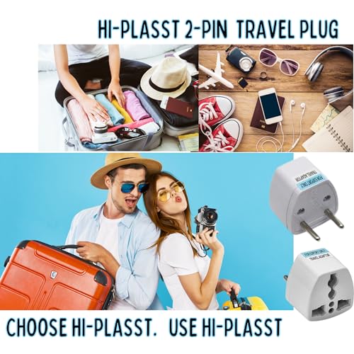 Image of Hi-Plasst India to Europe Travel Adapter Plug (Pack of 3) Type C Power Plug Converter, Universal Socket for Denmark, Switzerland, Italy, Brazil, South Africa, Israel - Compact & Lightweight for Travel
