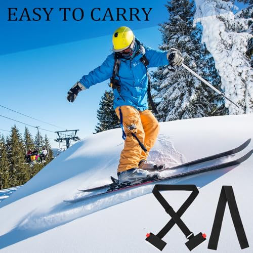 Skylety 4 Pcs Ski Carrier Strap Boot Carry Sling Straps Kit Snowboard Pole Skis Straps with Adjustable Anti-slip Shoulder Skates Carry Leash, Roller Skate Leash Skiing Gear Equipment Accessories Gifts