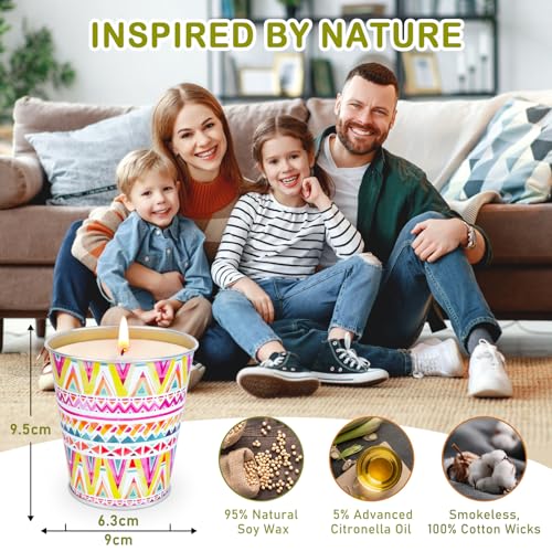 Citronella Candles Outdoor Large, 27.6oz Citronella Fragrance Candle Set, 210 Hrs Burning, Scented Soy Wax Candle Summer Gifts for Home Garden Patio Yard Balcony Camping BBQ - Image 4
