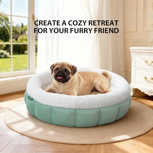 BALANCE Cat Beds for Indoor Cats, Washable Round Cat Bed, Cute Kitten Bed with Anti-Slip Bottom for Kitty and Puppy, 23 Inches, Granite Green - Image 5