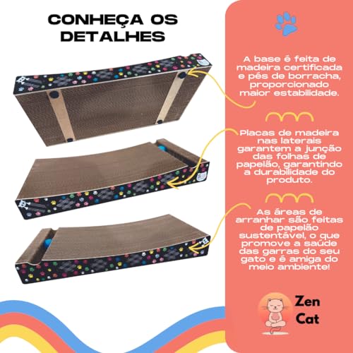 Arranhador de Papelão para Gatos PREMIUM Tamanho Grande com Bolinha