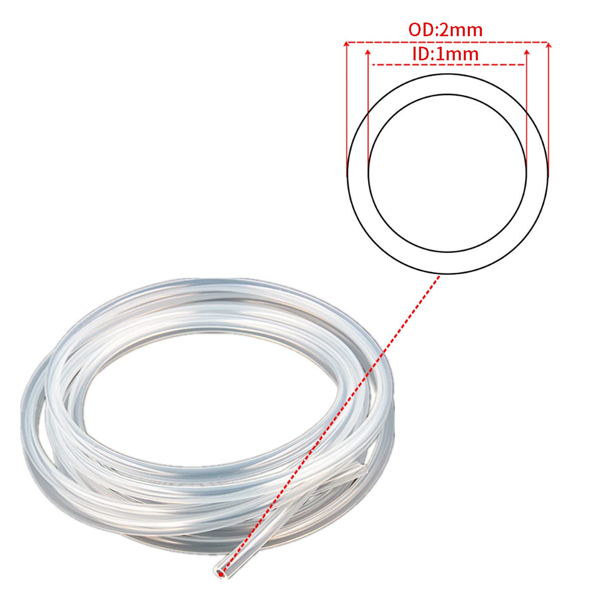 Silikonschlauch Transparent 1 Mm ID X 2 Mm OD – 2 Meter Lebensmittelecht, Flexibel Für Haushalt & Co.