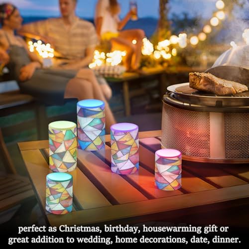 Image of Square Split Flameless Candles with Remote, Set of 2 Battery-Operated Pillar Candles for Home, Christmas, Party Decor