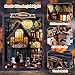 Book Nook Kit,DIY Wooden Mini Gothic Castle with Spooky Decor (Witch/Bat/Vampires and Evil Pumpkins) Halloween Booknook Kits with LED,3D Wooden Jigsaw Bookshelf Diorama,Halloween Decor Gift