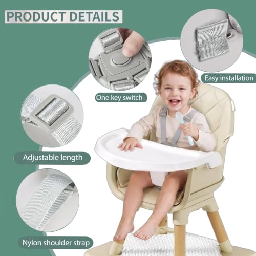 Image of High Chair Straps Replacement Compatible with Graco Highchairs | Most 5 Point High Chairs, Adjustable High Chair Belt, Secure Buckle