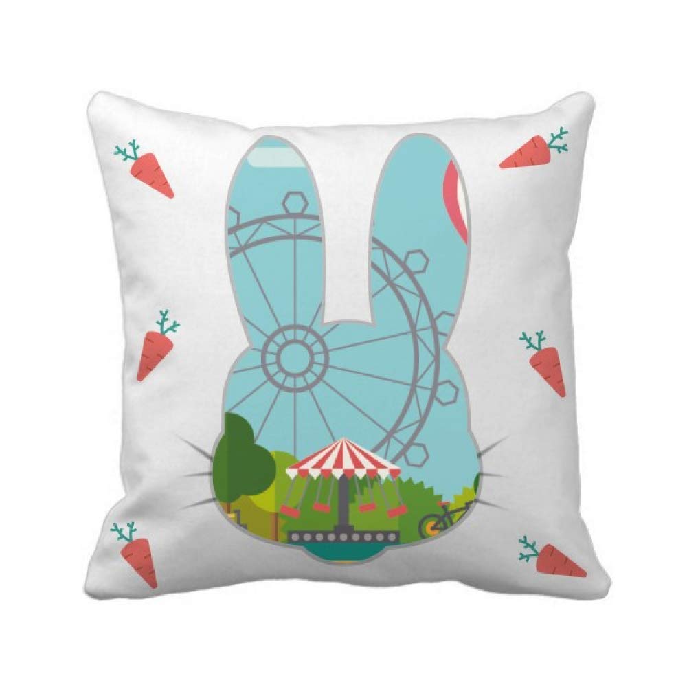 Ballon et lapin sur ce grand coussin décoratif pour de doux moments
