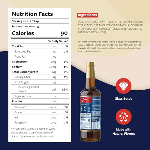 Image of Torani Coffee Syrup, Gingerbread Flavoring for Drinks, Pump Included, 25.4 Fl Oz