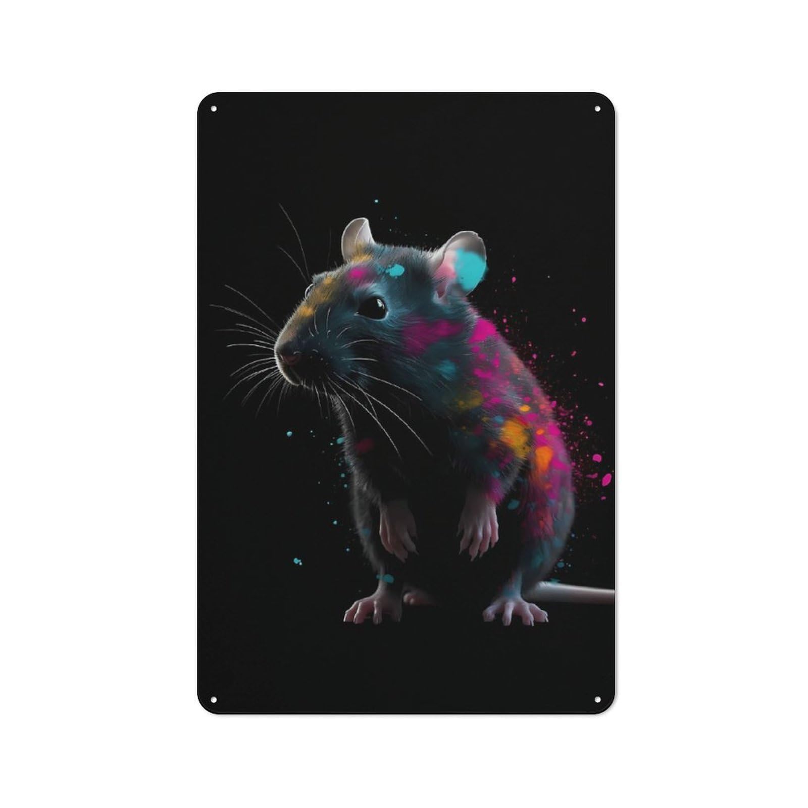 Junmoney Rat Colorful Tin Sign 30X20cm With For Café Or Home Bar, Rustic Decor, For Café-Style Decor Fans