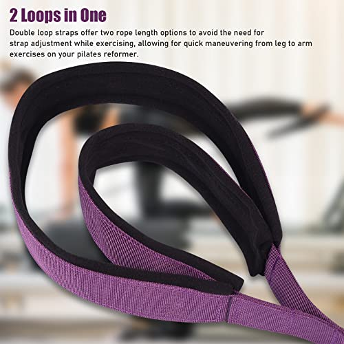 Tobwolf 2Pcs 2 In 1 Pilates Straps, Comfortable Pilates Foot & Hand Straps, Pilates Double Loop Straps For Reformer, Pilates Equipment D-Ring Exercise Straps Yoga Exercise Accessories - Purple #TOP5