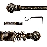 gardinenstange antik rost Motiv: Vintage AT17 Gardinenstange Vorhangstange Gardinenstange Variable Länge Landhaus Shabby Chic - Vintage - 120-210 - Durchmesser 2 cm - Schwarz/Gold - Metall