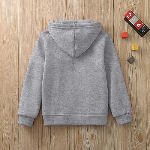 Unisex Kids Soft Fleece Basic Hooded Sweatshirt Pullover Full Zip-Up Lightweight Jacket for Boys or Girls with Pockets (Grey, 4-5 Years)3