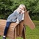 roba Holzpferd für den Garten - Voltigierpferd mit Mähne und Schweif - Spielpferd zum Turnen und Reiten - Holz massiv - Teak lasiert