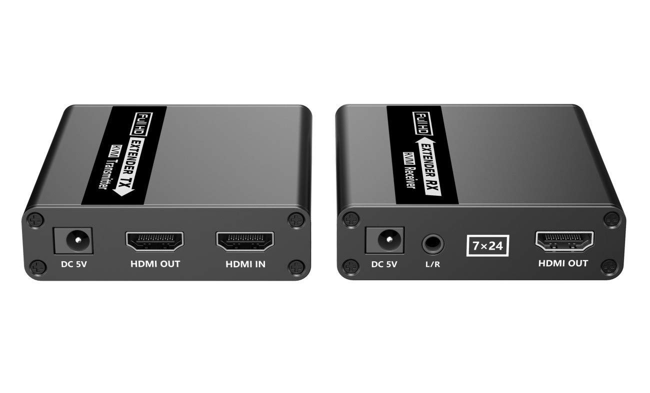 PremiumCord Extension KVM HDMI jusqu'à 70 m avec Transmission USB Via câble Patch Cat6/Cat6A/Cat7, boîtier en métal, Compatible avec Full HD 1080p 60 Hz
