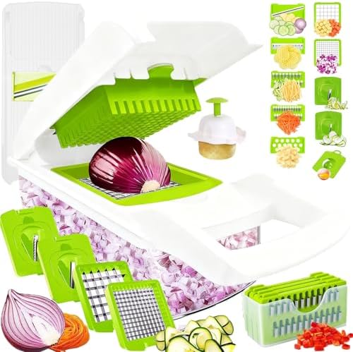 Pro-Series 20-in-1 Vegetable Chopper, Dewpeton Mandoline Slicer, ...