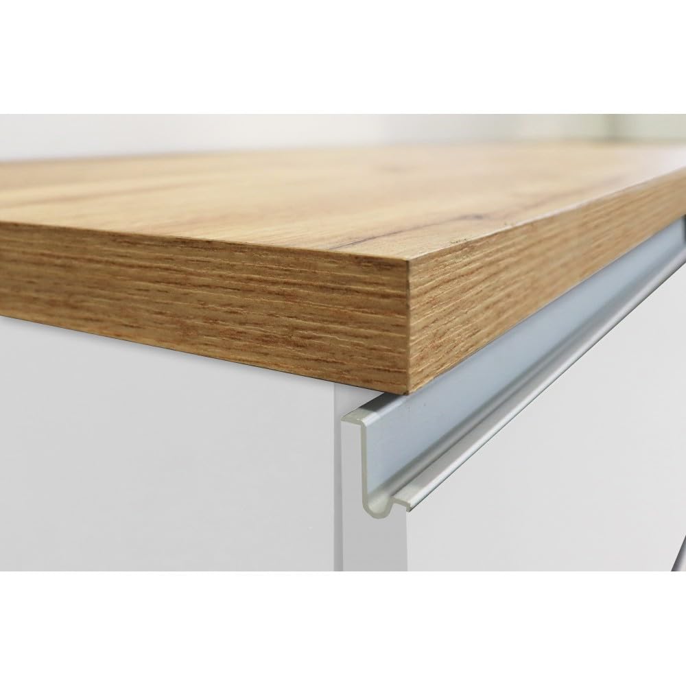 VE.CA – Isla de cocina Clarissa – Aparador de cocina – Mueble de cocina – Ideal para una cocina completa – Ideal como mesa de comedor – Color blanco brillante/Wotan – Fabricado en Italia